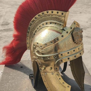 Casco de centurión romano armadura con pluma roja, disfraz de soldado  medieval, casco griego espartano corintio, caballero rústico, cosplay,  juego de