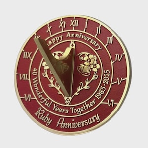 Tieetdye Anniversary Sundial Gift for 40th Ruby Wedding Anniversary in 2025