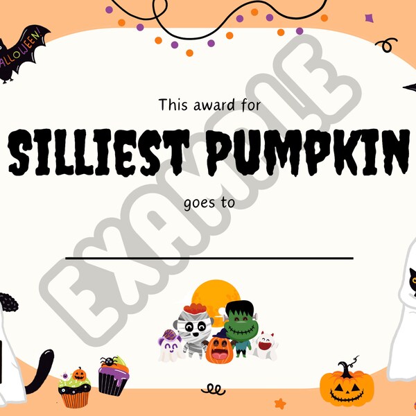 Pumpkin Carving Winner Certificate Etsy