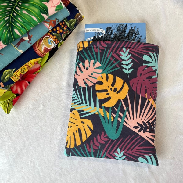 Shady Tropics Book Sleeve, Hawaiian Padded Kindle Sleeve, Book Pouch, Padded Protector for Books and Tablets