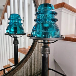 Glass Insulator Table Lamp.  Industrial  Lamp. Railroad Light.