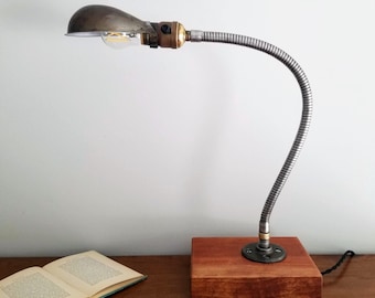 Lámpara de cuello de cisne industrial vintage: iluminación de escritorio steampunk