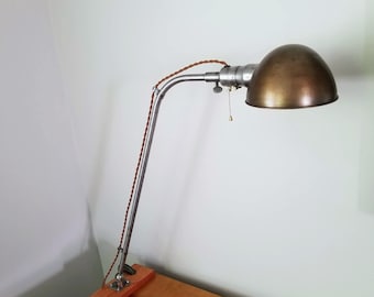 Vintage Industrial Desk Lamp.  Fostoria Industrial Lamp.  Steampunk Desk Lamp. Industrial Lighting.