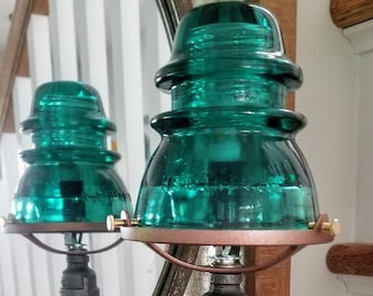 Glass Insulator Table Lamp.  Insulator Light. Railroad Light.