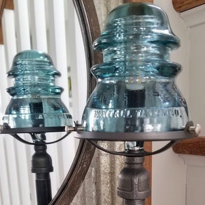 Glass Insulator Table Lamp.  Nightstand Lamp.  Desk Lamp.  Accent Lamp.  Steampunk Lamp. Industrial Lighting. Industrial Lamp.