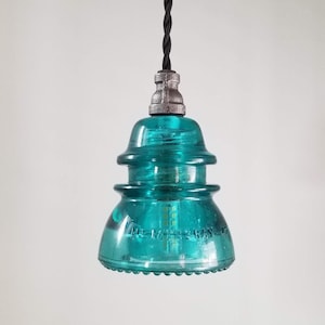 Glass Insulator Pendant Light.  Industrial Pendant Light.   Industrial Hanging Light. Steampunk Light.