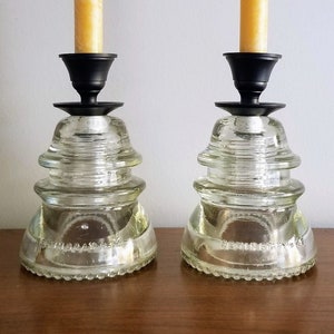 Vintage Glass Insulator Candle Holders: Industrial Farmhouse Decor