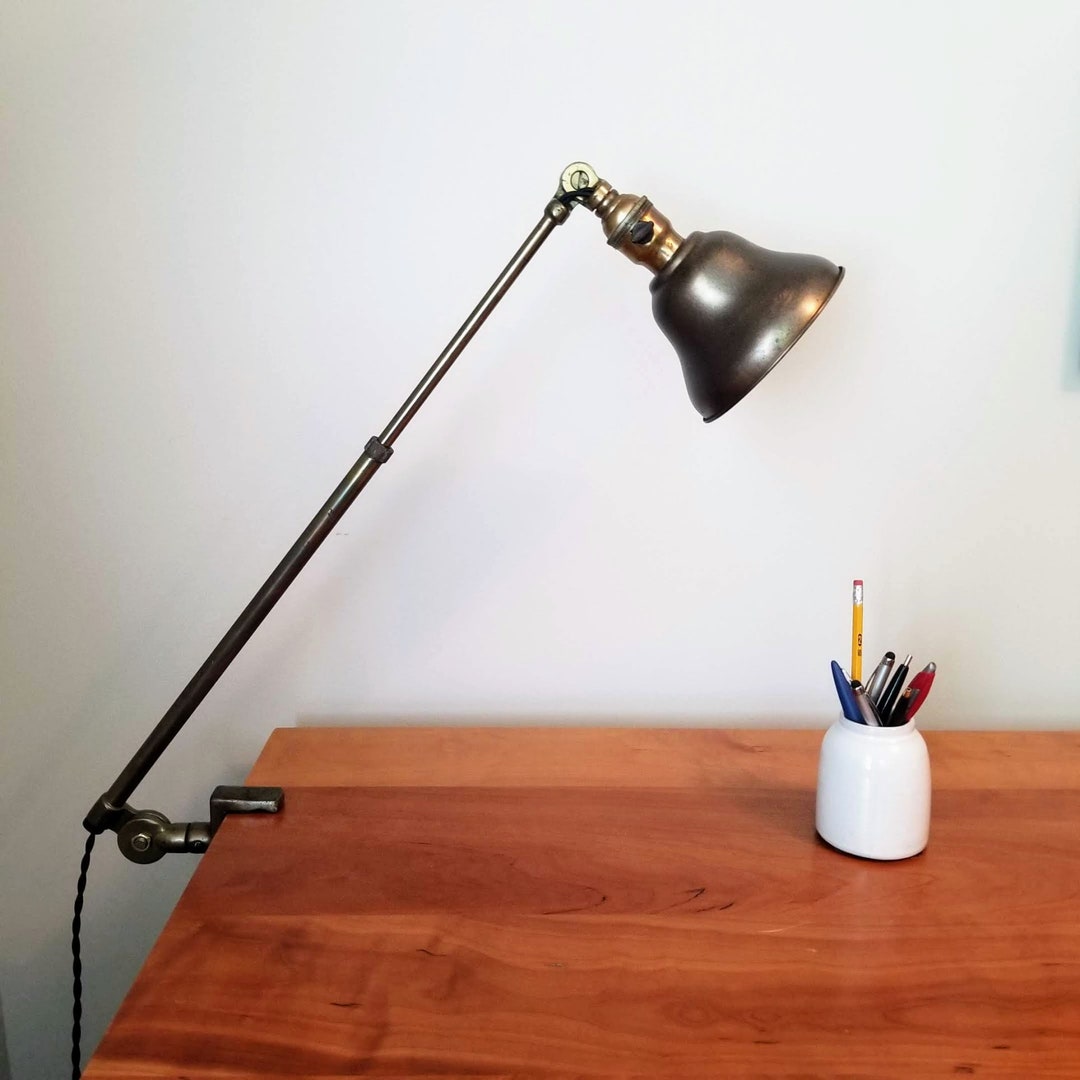 Vintage Industrial Desk Lamp. Drafting Table Lamp. Steampunk Desk Lamp