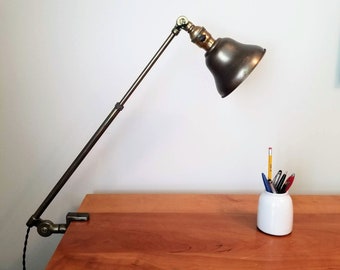 Vintage Industrial Desk Lamp.  Drafting Table Lamp.  Steampunk Desk Lamp.  Antique Industrial Lamp. Retro Lighting.