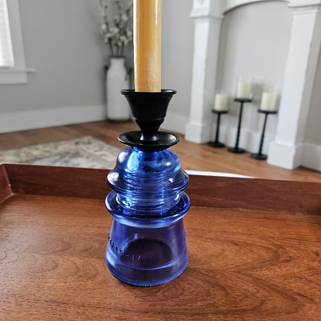 Glass Insulator Candle Holder. Industrial Candle Holder. Candlestick Holder. Farmhouse Decor. Etsy
