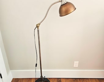 Vintage Industrial Floor Lamp.  Steampunk Standing Lamp. Industrial Studio Lighting.
