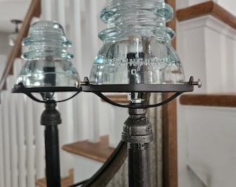 Glass Insulator Table Lamp.  Insulator Light.