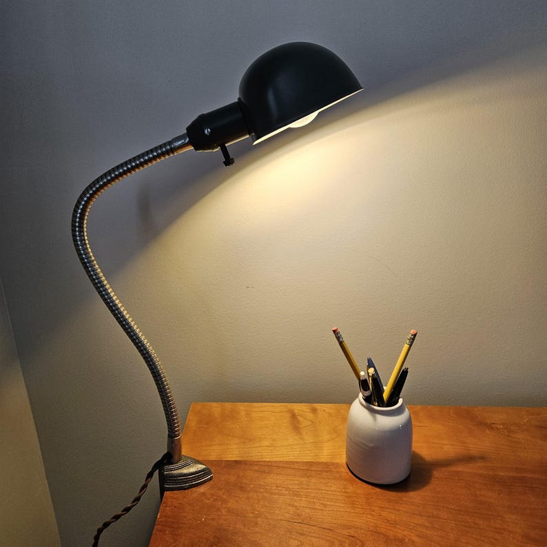 Vintage Industrial Desk Lamp. Gooseneck Desk Lamp. Steampunk Desk Lamp