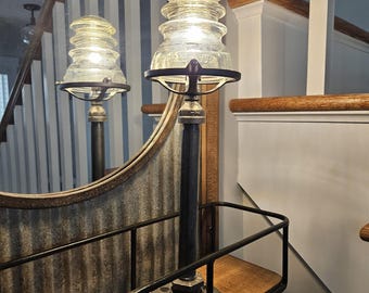 Glass Insulator Table Lamp: Steampunk Industrial Lighting