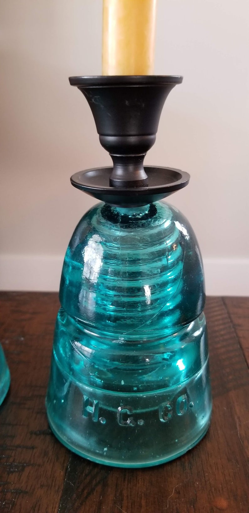Industrial Candle Holders. Candlestick Holder. Glass Insulator Candle Holder. Insulator Decor