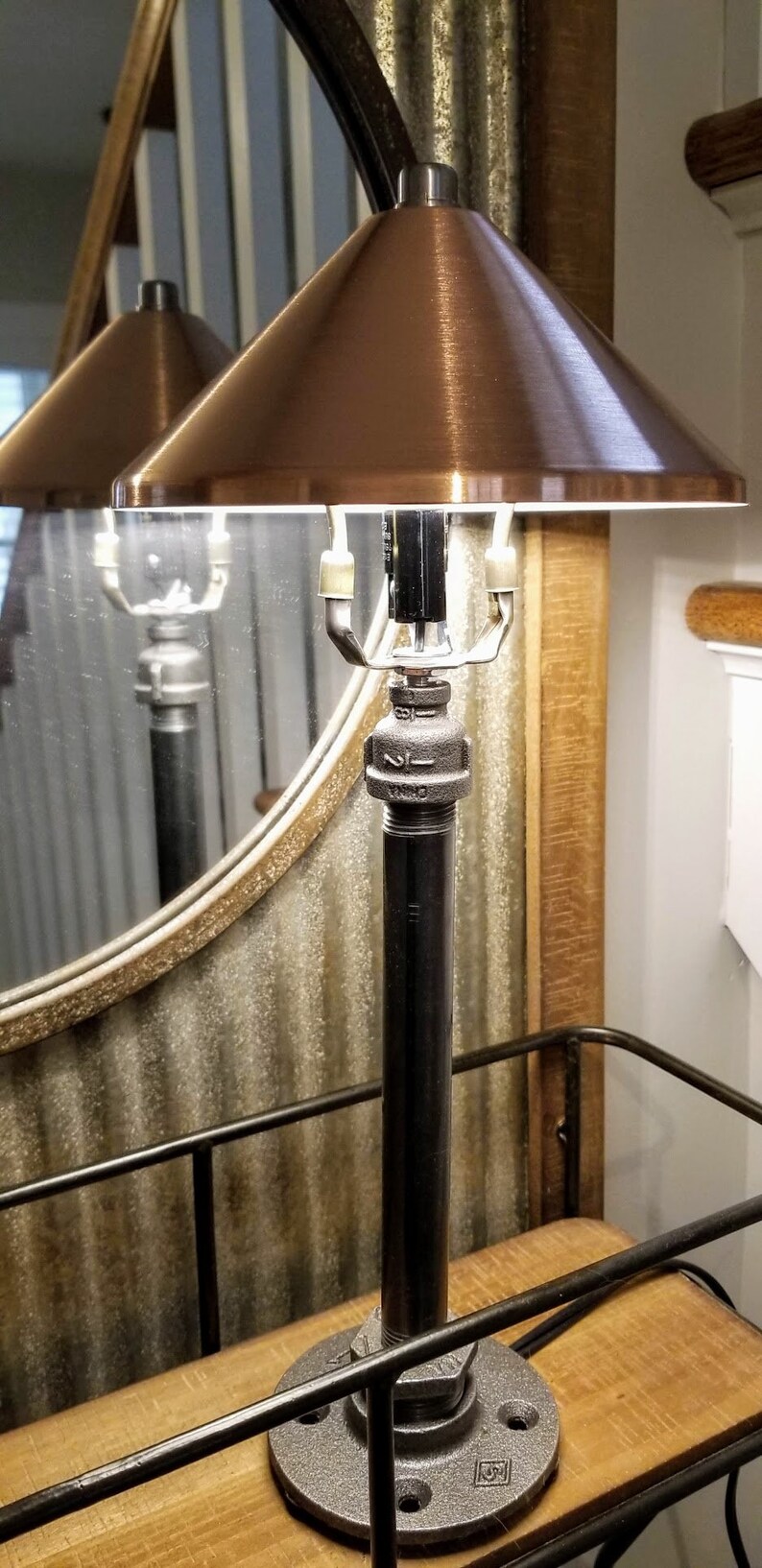 Industrial Table Lamp With Copper Shade. Table Lamp. Desk Lamp. Office