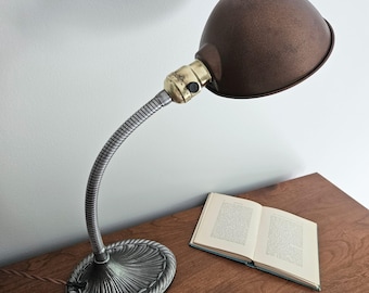 Vintage Gooseneck Desk Lamp.  Antique Office Light.
