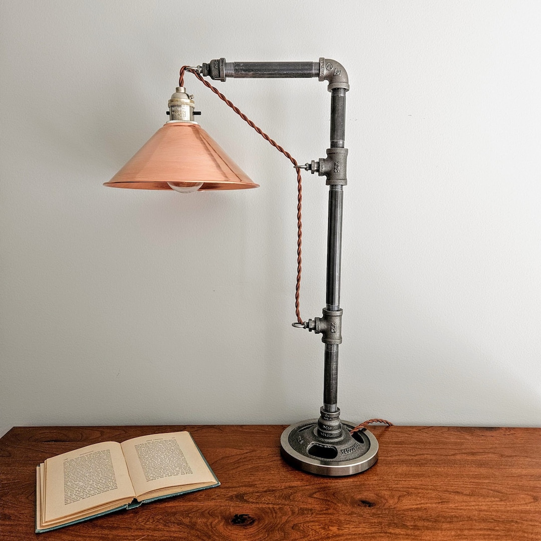 Industrial Lamp With Copper Shade. Edison Bulb Lamp. Table Etsy