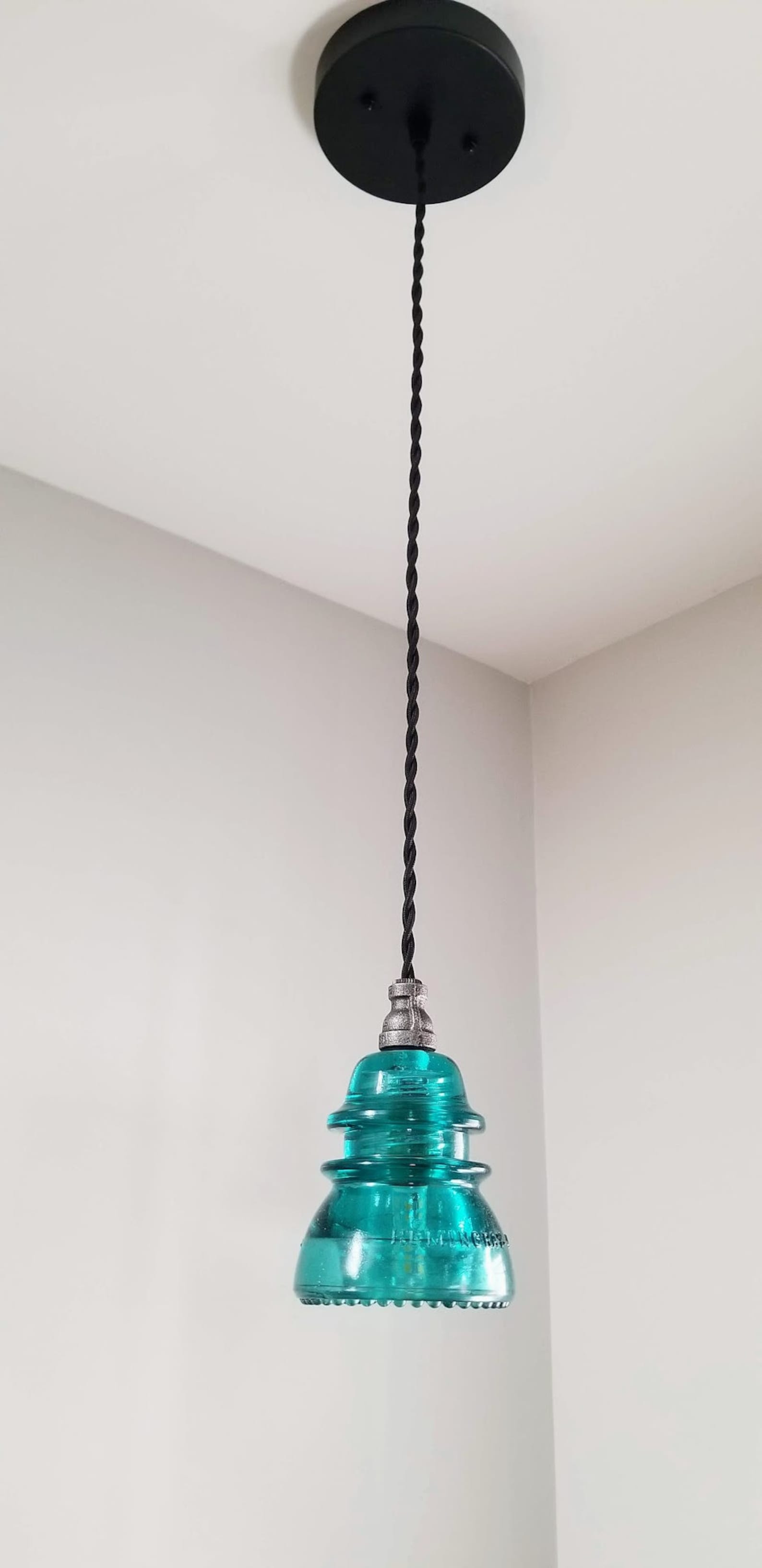 Glass Insulator Pendant Light. Industrial Pendant Light. Etsy