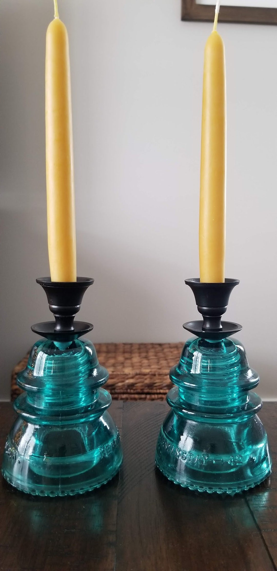 Industrial Candle Holders. Candlestick Holder. Glass Insulator Candle Holder. Insulator Decor