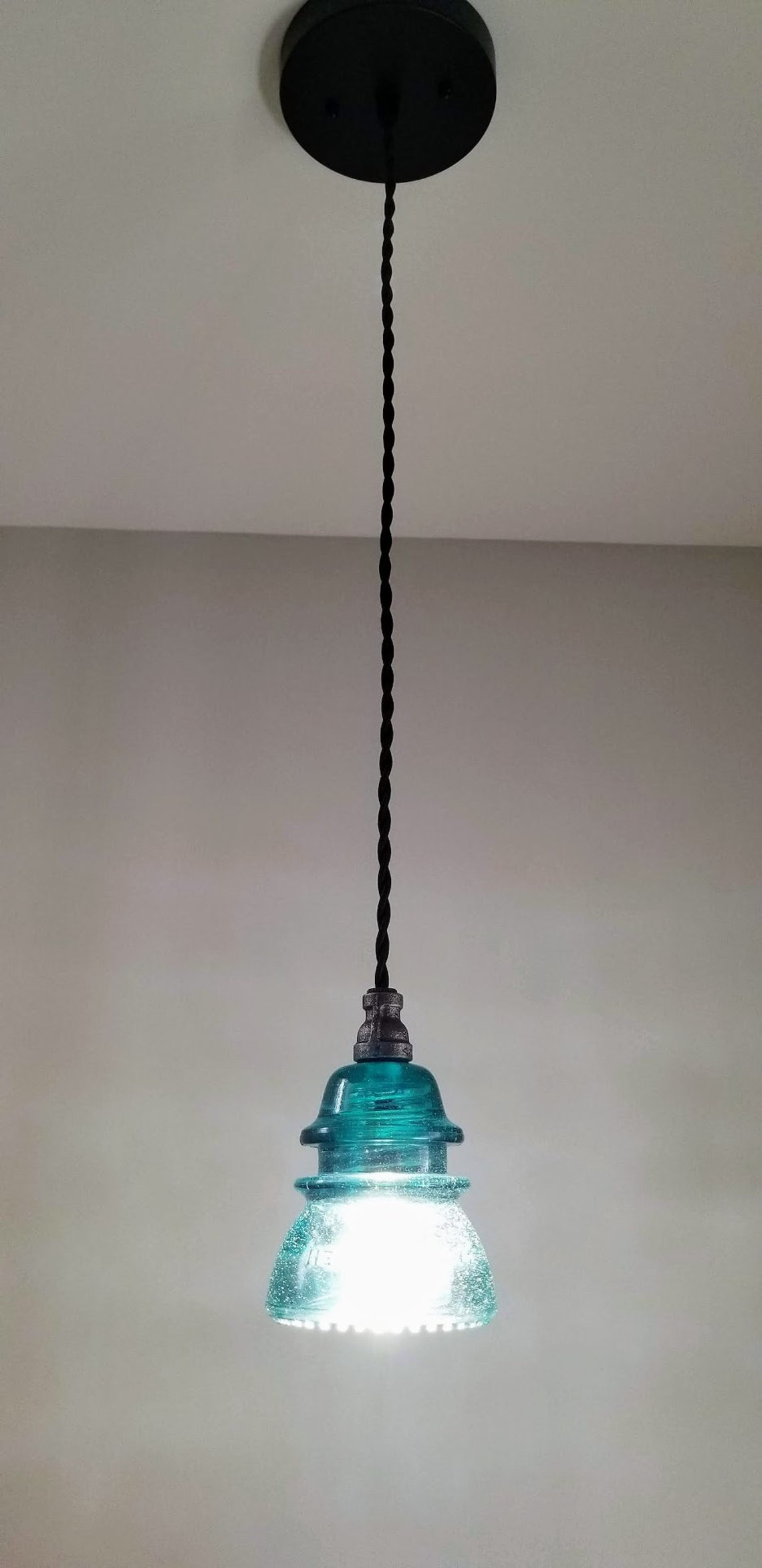 Glass Insulator Pendant Light. Industrial Pendant Light. Etsy