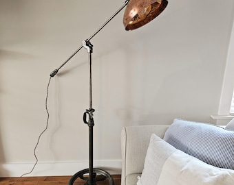 Vintage Industrial Floor Lamp.  Antique Standing Lamp. Studio Lighting.