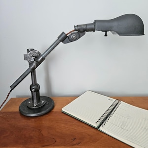 Vintage Industrial Desk Lamp.  Vintage Woodward Industrial Lamp.  Steampunk Desk Lamp. Industrial Lighting. Antique Desk Lamp.