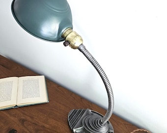 Vintage Art Deco Desk Lamp.  Antique Gooseneck Office Lamp.