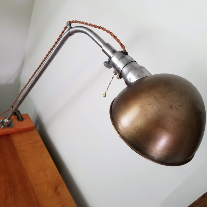 Vintage Industrial Desk Lamp. Fostoria Industrial Lamp. Steampunk Desk