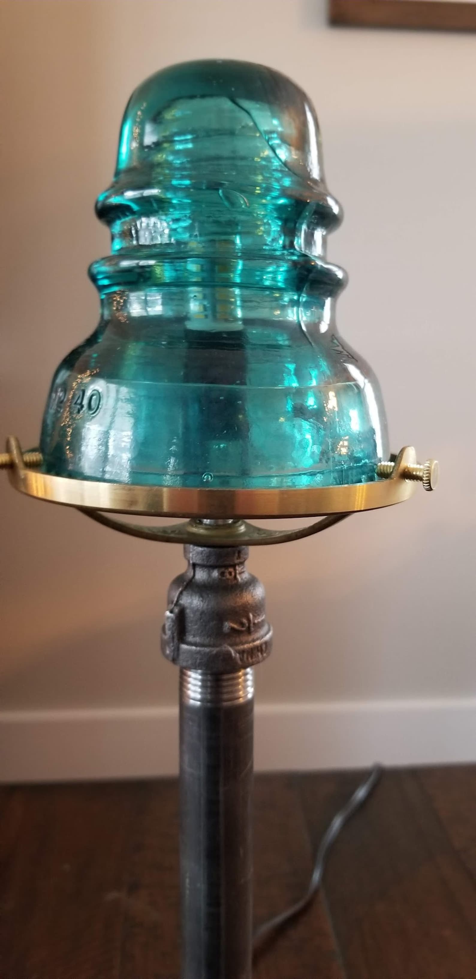 Glass Insulator and Industrial Pipe Table Lamp. Industrial Etsy