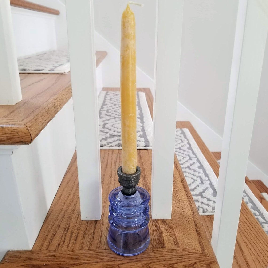 Glass Insulator Candle Holder. Industrial Candle Holder. Candlestick Holder. Steampunk Decor. Etsy