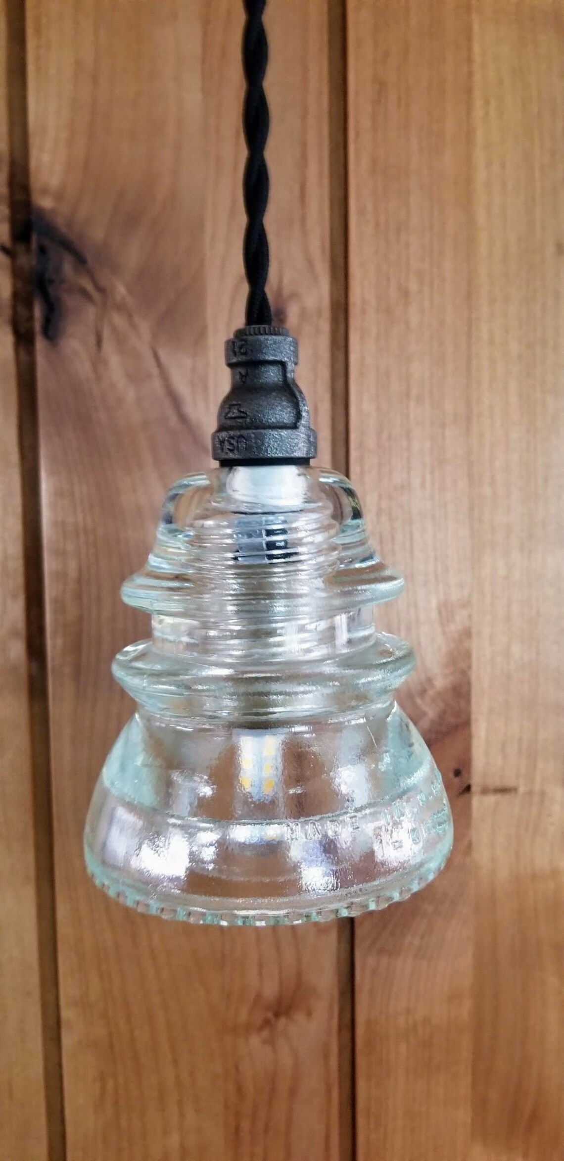 Glass Insulator Pendant Light. Industrial Pendant Light. Etsy