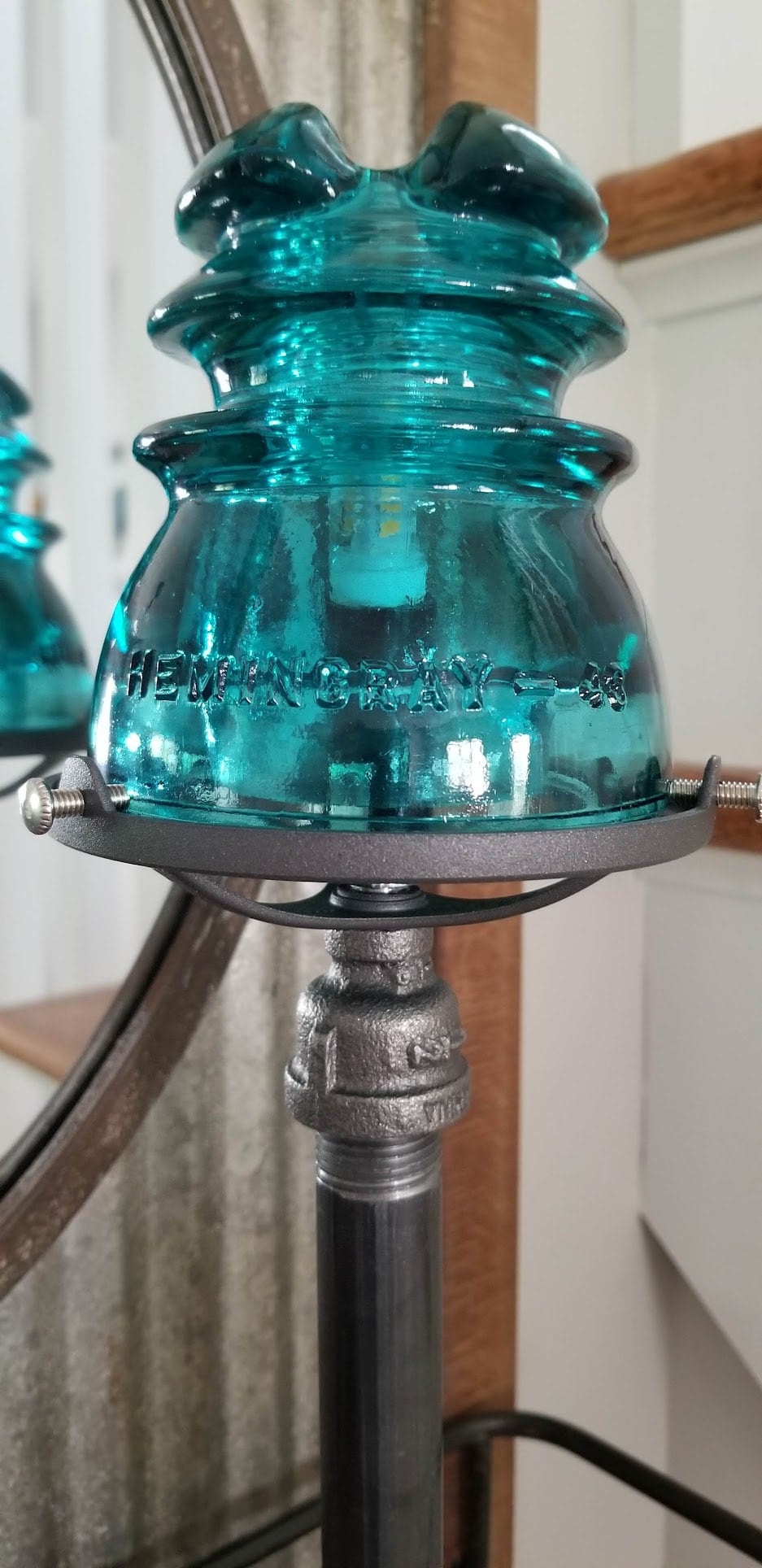 Industrial Table Lamp. Glass Insulator Lamp. Pipe Lamp. Insulator Light