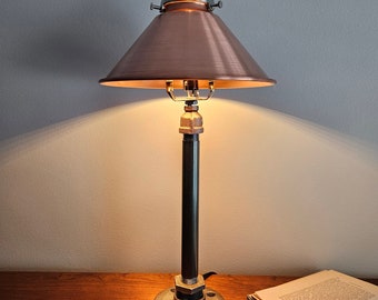Industrial Table Lamp: Copper Shade, Steampunk Desk Lighting