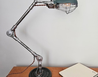 Vintage Industrial Desk Lamp.  Antique Steampunk Lighting