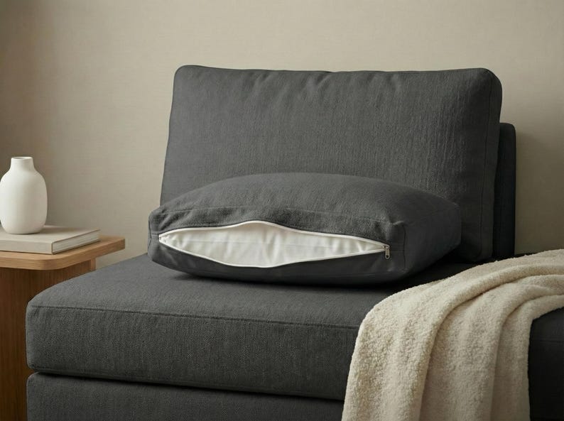 Cotton Pillow Insert Cover with Zipper, Cushion Inner Case Without Filling, Pillow Liner Cover, Custom Size Throw Pillow Cover image 5