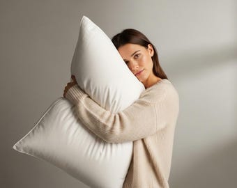 17x37 Down-Alternative Pillow Insert, 100% Cotton Cover, Hypoallergenic Long Lumbar/Body Pillow, Machine Washable