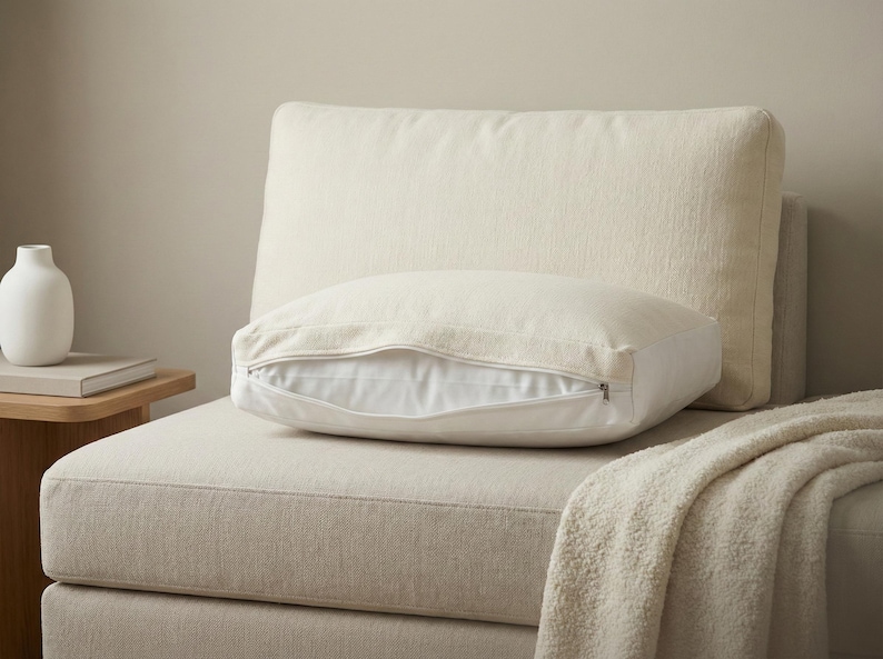 Cotton Pillow Insert Cover with Zipper, Cushion Inner Case Without Filling, Pillow Liner Cover, Custom Size Throw Pillow Cover image 3