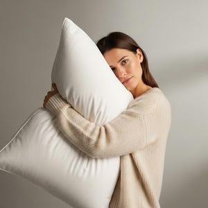 16x42 Down-Alternative Pillow Insert, 100% Cotton Cover, Hypoallergenic Long Lumbar/Body Pillow, Machine Washable