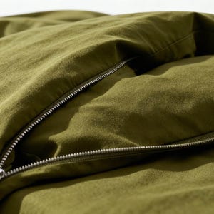 Ensemble housse de couette vert kaki - 100 % coton - Grand lit king-size (toutes les tailles) - Literie douce et respirante avec taies d'oreiller oxford