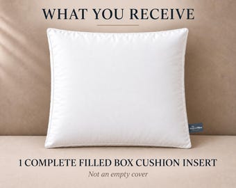Any Size Box Cushion Insert, Custom Pillow Insert with Filling, Square Rectangle Sofa Bench Cushion, Hypoallergenic Down Alternative