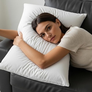 12x16 Down-Alternative Pillow Insert, 100% Cotton Cover, Hypoallergenic Lumbar/Decor Pillow, Machine Washable
