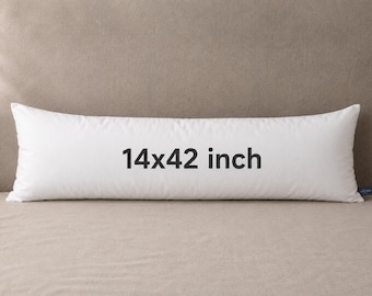 14x42 Down-Alternative Pillow Insert, 100% Cotton Cover, Hypoallergenic Long Lumbar/Body Pillow, Machine Washable