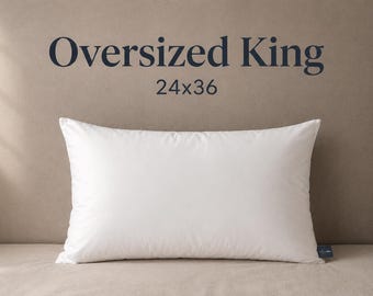 Relleno de almohada King extragrande de 24x36 pulgadas, relleno de fibra sintética, funda de algodón, relleno de poliéster, funda de almohada.