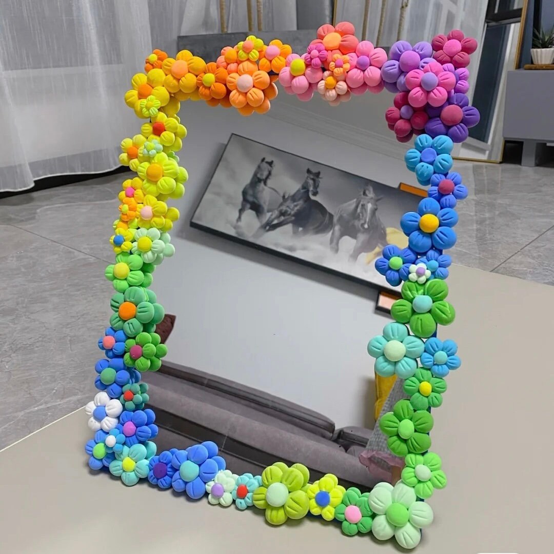 Diy Flowers Mirror Etsy