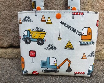 Lenkertasche für Kinder Fahrradtasche Laufradtasche Bagger und Baustelle Kinderfahrradtasche für Jungen Lenkertasche für Laufrad aus Stoff