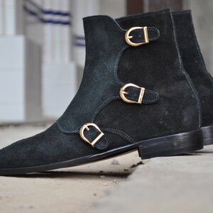 Mens Zipper Buckle Boots Etsy