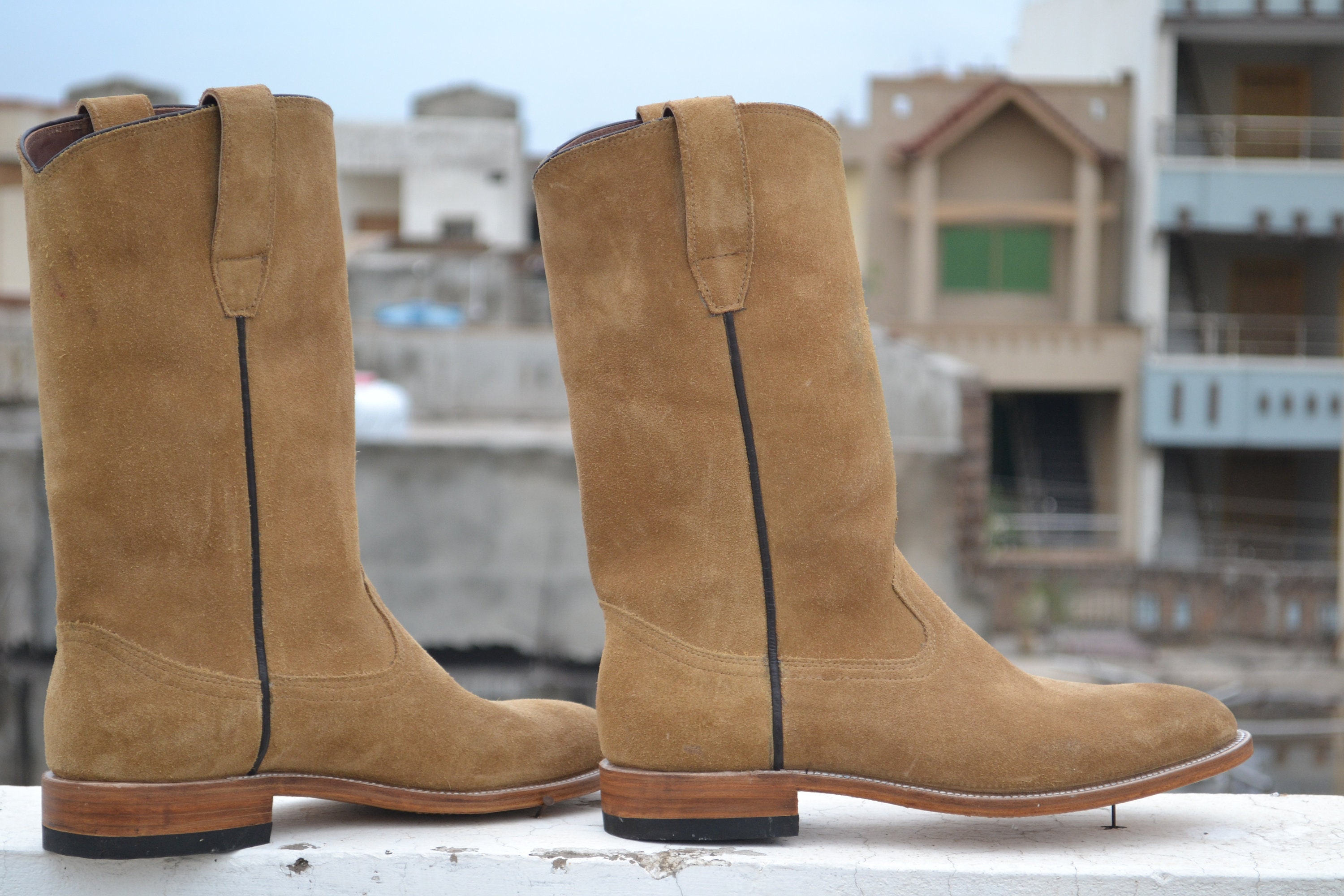 Mens tan suede cowboy clearance boots