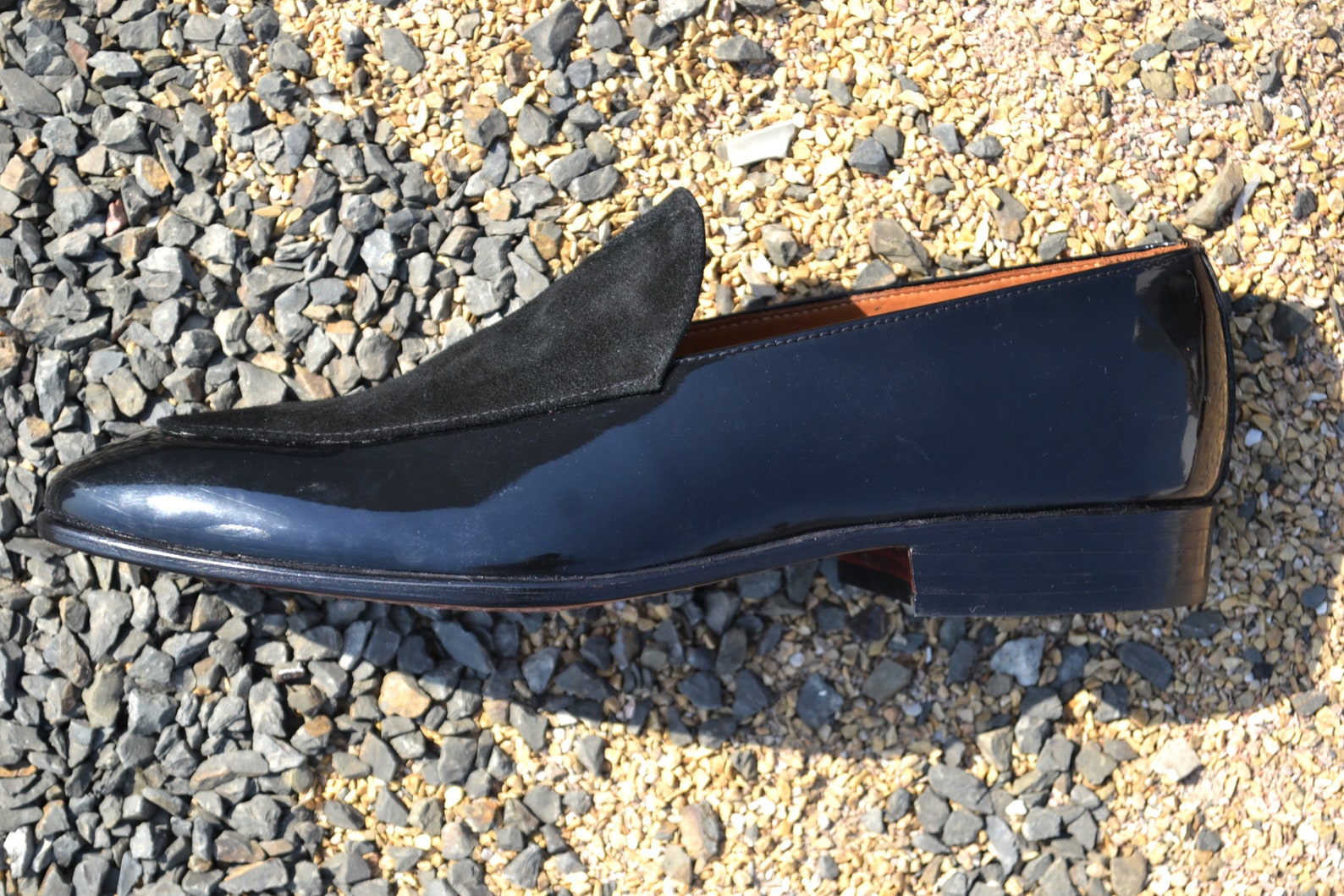 Men's Pure Handmade Black Patent Leather & Suede Pumps Etsy