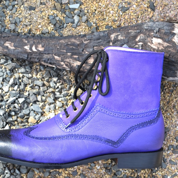 Purple Lace up Boots Etsy